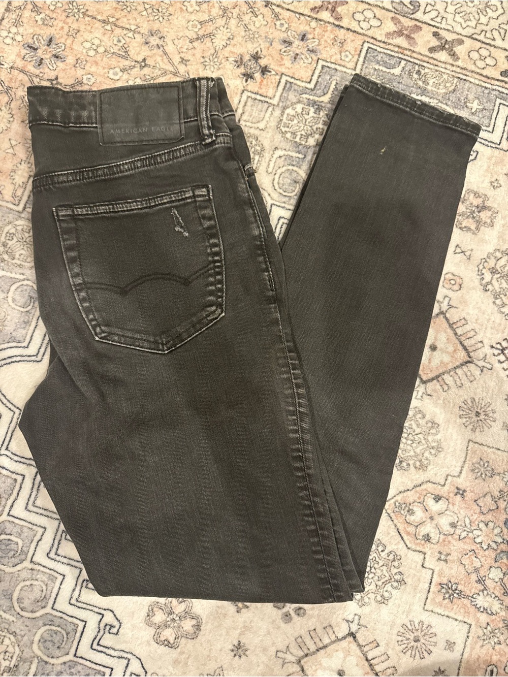 American Eagle Outfitters Men's Black/Charcoal Slim Jeans